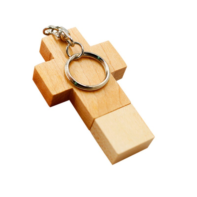 wooden cross key chain